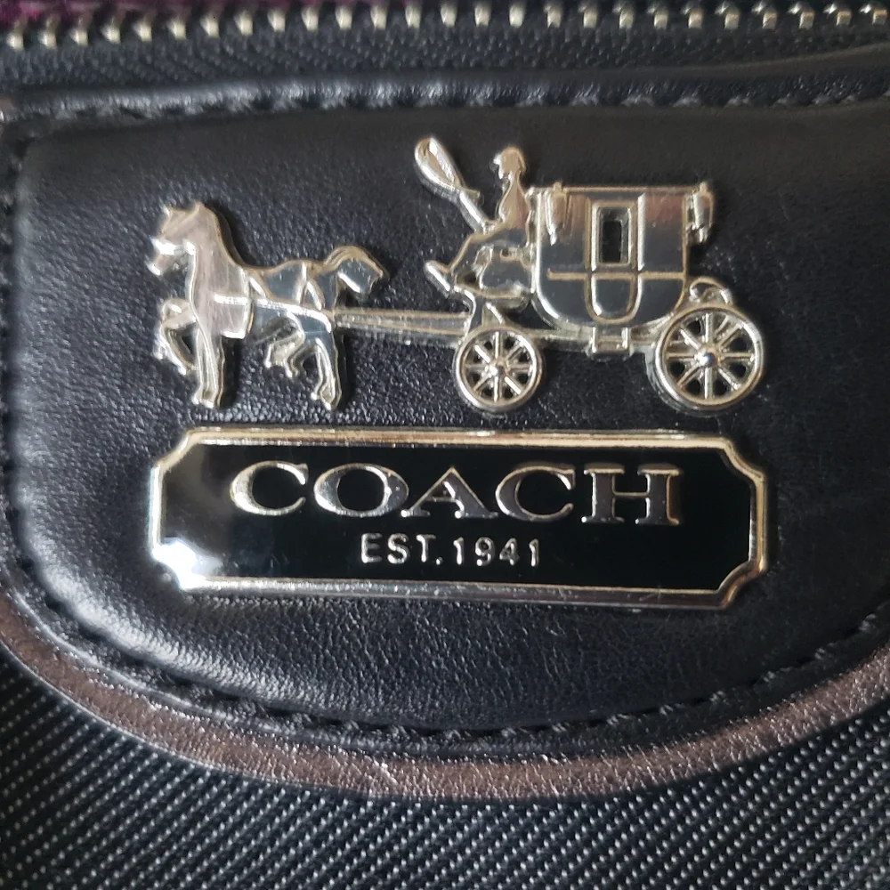Coach Black and Gray Signature Handbag - Picture 10 of 13